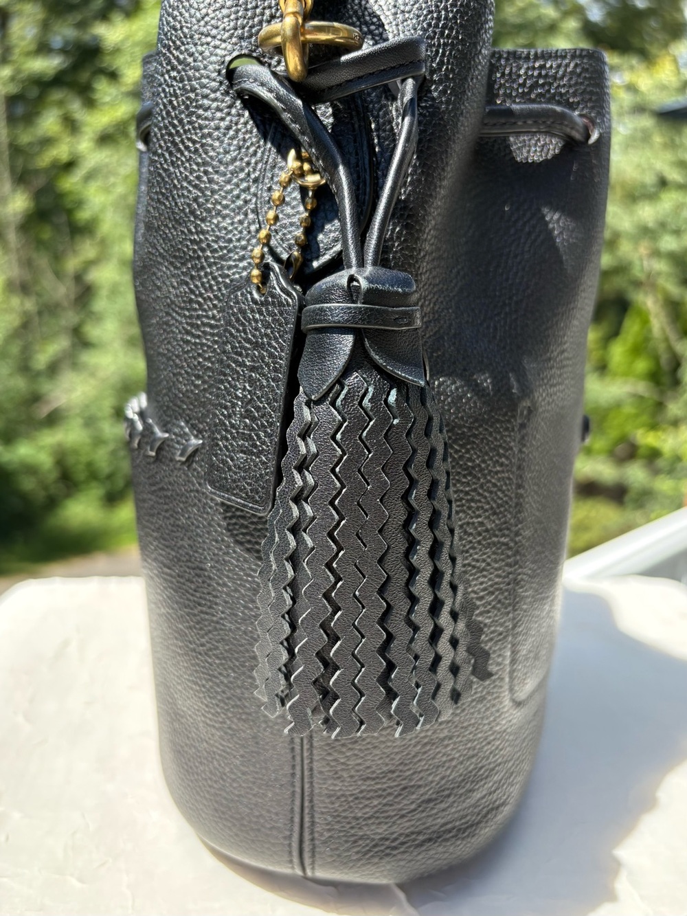 COACH Lora Bucket Bag With Whipstitch Detail In Black 651 - Picture 3 of 12